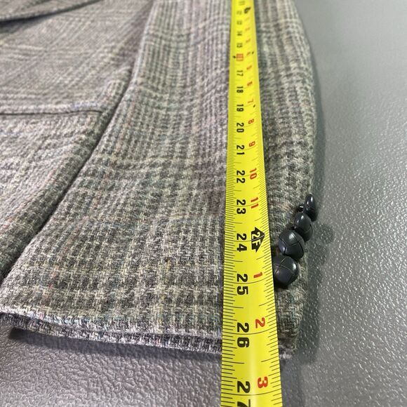Vintage OAKTON LTD 100% Wool Plaid Tweed 2-Button Blazer Jacket Mens 42L Gray - Picture 9 of 13